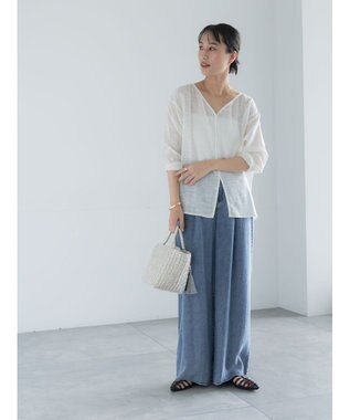 Te chichi レーヨンリネンメッシュシャツ オフホワイト