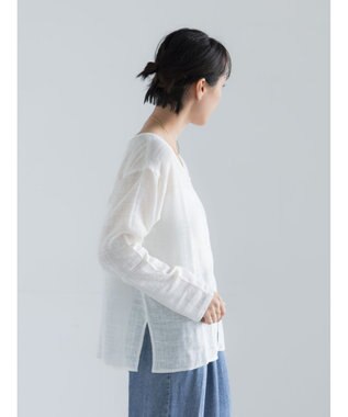 Te chichi レーヨンリネンメッシュシャツ オフホワイト
