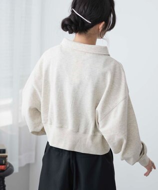 WEGO ハーフZIP襟付きショートスウェット オートミール