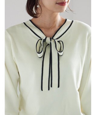 Te chichi 前後2WAYボウタイニットプルオーバー オフホワイト