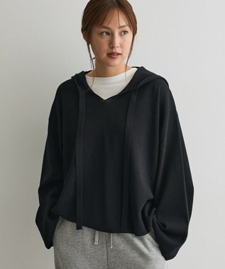 CRAFT STANDARD BOUTIQUE ハーフミラノニットフーディー＜ハンドウォッシャブル＞ Black