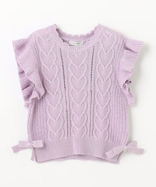 ANY KIDS ハート ケーブル ニット ベスト ラベンダー