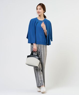 J.PRESS LADIES リネンレーヨン 柄 ワイドパンツ 【WEB限定】ネイビーチェック系