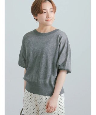Te chichi ラメシアー前後2WAY5分袖カーディガン