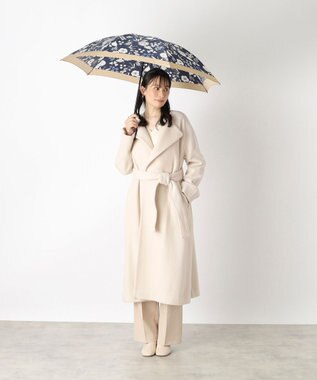 MOONBAT LANVIN en Bleu 折りたたみ傘 バイカラーデイジー サテンプリント 大きめ55cm ネイビーブルー