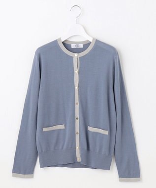 J.PRESS LADIES 【洗える】トリムツイン ニット サックスブルー系