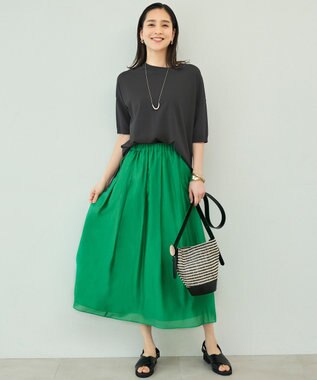 自由区 【接触冷感・UVカット・WEB限定カラーあり】クレープストレッチプルオーバー ニット [新色]バーント