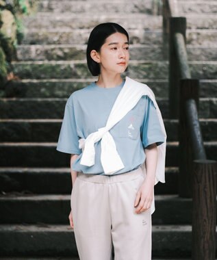 SHARE PARK LADIES 【UVカット・吸水速乾・ストレッチ・軽量 】ロゴポケットTシャツ（S・Mサイズ） サックスブルー系