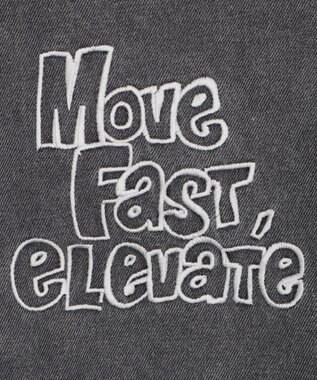 WEGO 刺繍ロゴバレルレッグパンツ デニムブラック