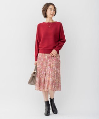 自由区 【速乾性・放湿性・防シワ性】サラサプリント タックスカート ブラウン系5