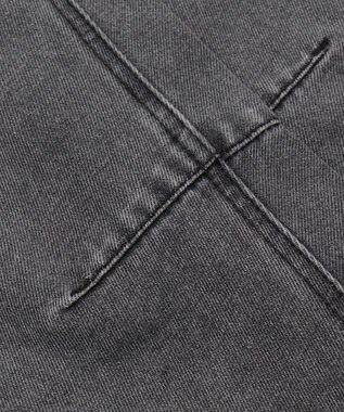 WEGO 刺繍ロゴバレルレッグパンツ デニムブラック