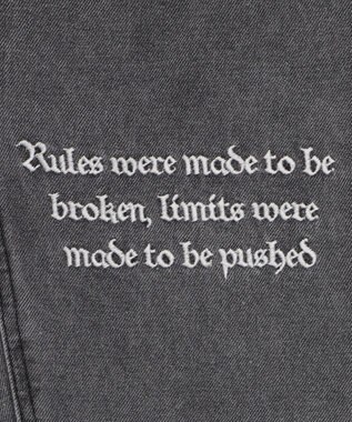 WEGO 刺繍ロゴバレルレッグパンツ デニムブラック