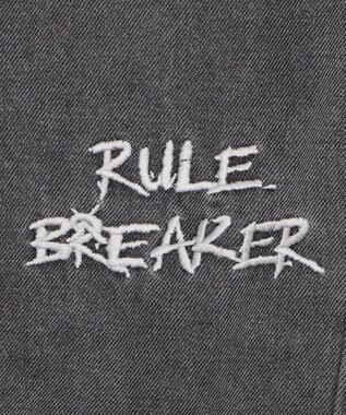 WEGO 刺繍ロゴバレルレッグパンツ デニムブラック