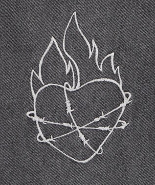 WEGO 刺繍ロゴバレルレッグパンツ デニムブラック