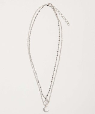 WEGO L2連ムーンキラキラネックレス シルバー