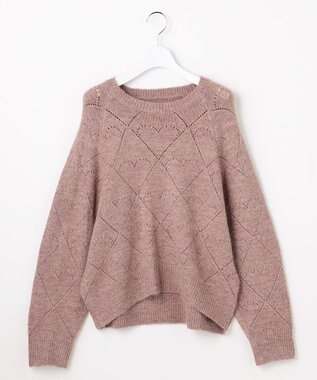 Feroux ハート柄ニット プルオーバー ピンク系