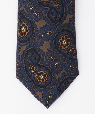JOSEPH ABBOUD 【日本製】フラワーペイズリー ネクタイ ネイビー系