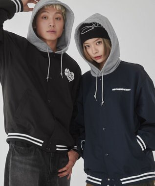 WEGO 【ユニセックス着用ITEM】グラフィックフードスタジャン ネイビー