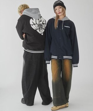 WEGO 【ユニセックス着用ITEM】グラフィックフードスタジャン ネイビー