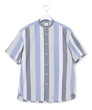 J.PRESS YORK STREET 【UNISEX】マルチストライプバンドカラー シャツ ブルー系7