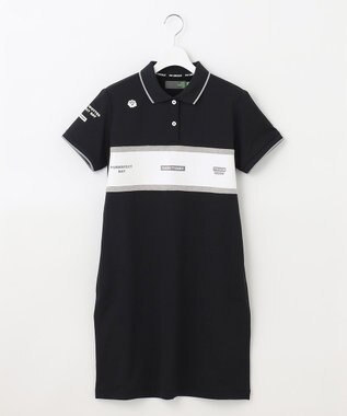 PW CIRCULUS 【WOMEN】【洗える】裏毛 ロゴ ポロ ワンピース ゴルフウェア レディース ブラック