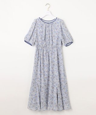 ANY SIS 【洗える】リーフMIXプリント ワンピース ブルー系