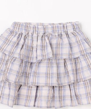 ANY KIDS 【洗濯機可能】ティアード チェックスカパン ブラウン