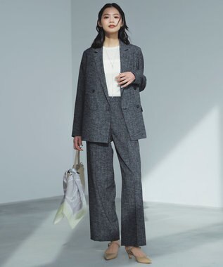 ICB ミックスブッチャー ワイドパンツ ブラック×オフホワイト