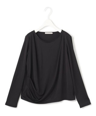 ICB L 【洗える】 PlaXフィラメントジャージー ドレープカットソー ブラック系
