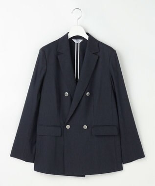 J.PRESS LADIES セルロースリネンストレッチ ダブル ジャケット ネイビー系