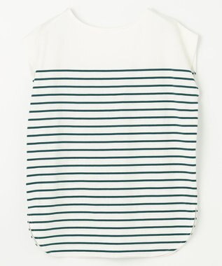 ANY 【接触冷感・UVケア】TCオーガビッツボーダー Tシャツ オフ×グリーン