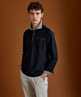 JOSEPH ABBOUD 【キングサイズ・オーガニックコットン】ダディポロシャツ ブラック系