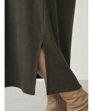 Green Parks リブカットＩラインワンピース Dark Khaki