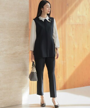 組曲 S 【WEB限定・2WAY】ジョーゼットシフォンレース襟 ブラウス アイボリー系