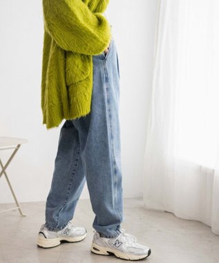 WEGO 【ウエストゴム】ウエストフリルデニムマムパンツ デニム中濃加工色