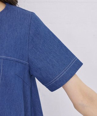 Tiaclasse 【洗える】デニムチュニックブラウス ブルー