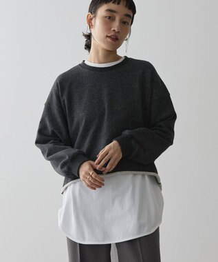 AMERICAN HOLIC ラメ裏毛ショートスウェット Dark Gray Mixture