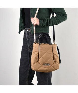 LA BAGAGERIE ドローストリング×キルト2WAYトート SSサイズ ベージュ