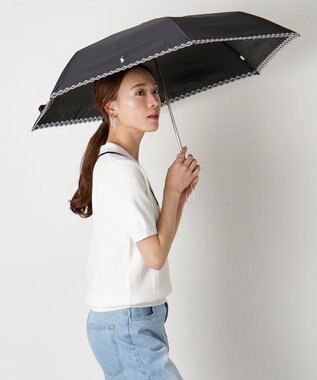MOONBAT POLO RALPH LAUREN（ポロ ラルフローレン）晴雨兼用日傘 無地 刺繍 遮光率100% 遮熱 UV ブラック