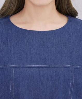 Tiaclasse 【洗える】デニムチュニックブラウス ブルー