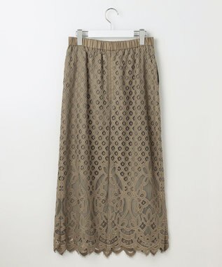 自由区 【SHIHOさん着用・こだわり素材・セットアップ対応】パネルレース スカート カーキ
