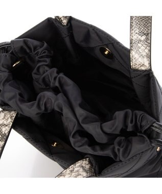 LA BAGAGERIE ドローストリング×キルト2WAYトート SSサイズ ブラック