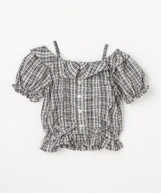 ANY KIDS 【洗濯機可能】2WAY チェックブラウス ブラック