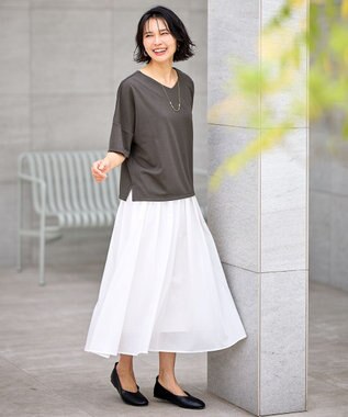 ANY ドライポンチVネックプルオーバー モカ