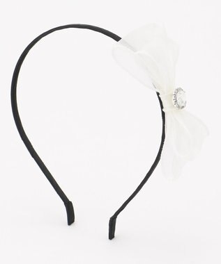 ANY KIDS リボン×ビジューカチューシャ オフホワイト