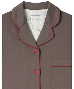 une nana cool 【綿100%】60/2 やわらか天竺 半袖開襟パジャマ MADE WITH LIBERTY FABRIC アッシュブラウン