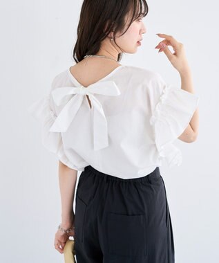 Green Parks ・ＥＬＥＮＣＡＲＥ　ＤＵＥ　バックリボンブラウス Off White