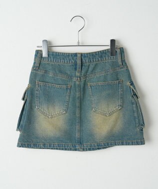WEGO ヴィンテージウォッシュデニムカーゴミニスカート デニム中濃加工色