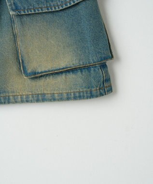 WEGO ヴィンテージウォッシュデニムカーゴミニスカート デニム中濃加工色