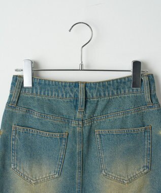 WEGO ヴィンテージウォッシュデニムカーゴミニスカート デニム中濃加工色
